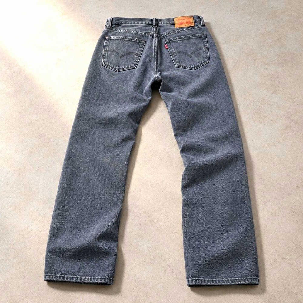 Levi's 501 Men's Straight Leg Jeans Gray Dark Wash Denim Button Fly